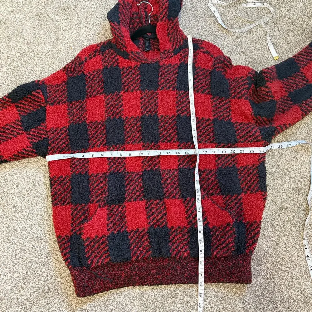 SKIMS Cozy Hoodie in Brick Buffalo Check Oversized XXS/XS